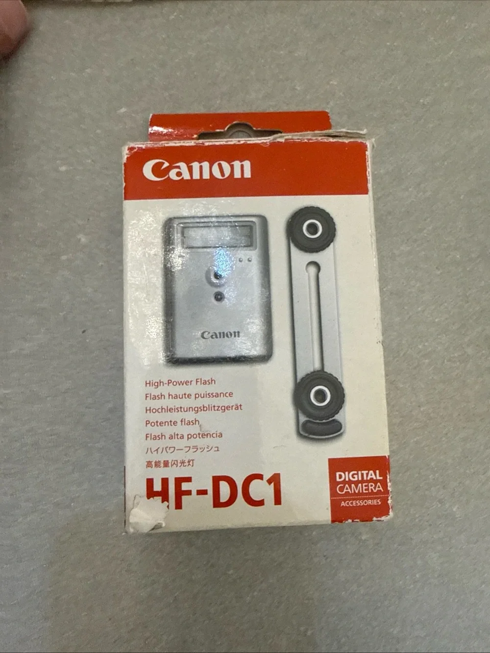 Canon HF-DC1 Flash Accessory in Red, White, Silver